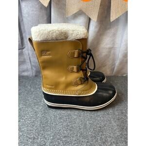 Sorel Caribou Snow Boots Womens Size 7 Insulated Waterproof Faux Fur Lined Tan